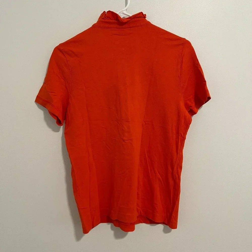 Tory Burch Orange Ruffle Polo Top